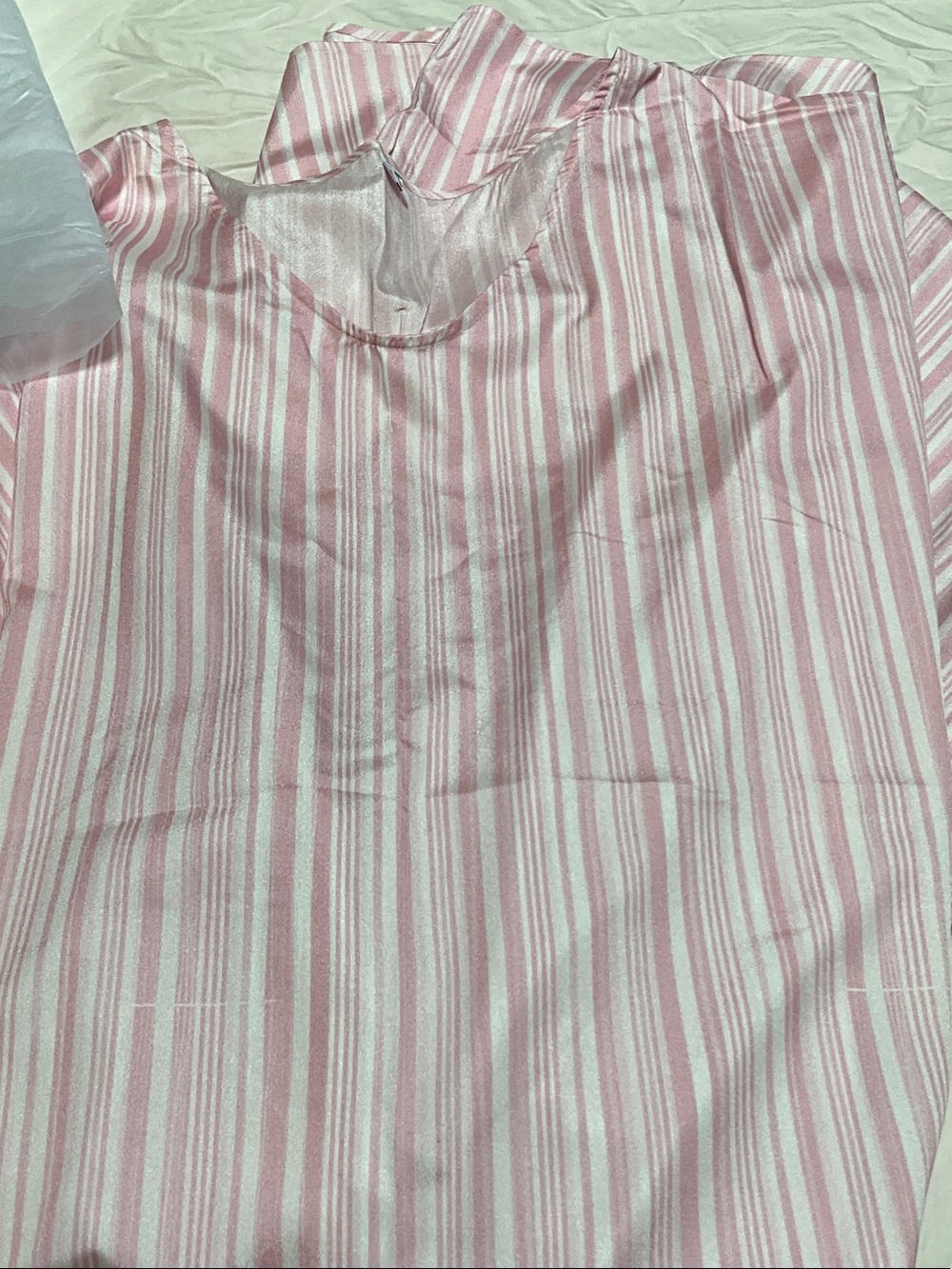 Pink and White Striped Sleeveless swim suit coverup, floor length